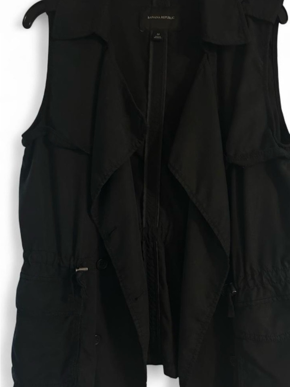 Banana Republic Black Sleeveless Draped Utility Vest